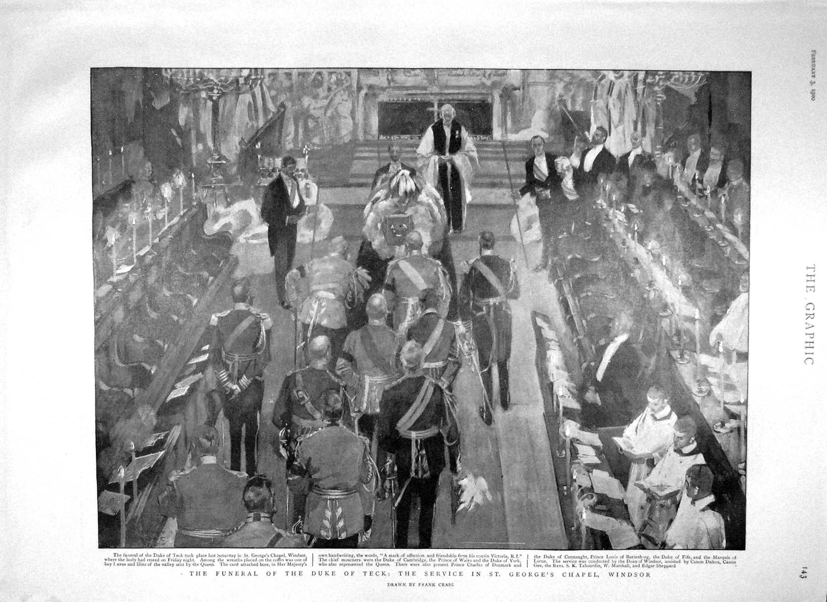 Old Antique Print 1900 Funeral Duke Teck Windsor Lord Methuen Modder War 20th