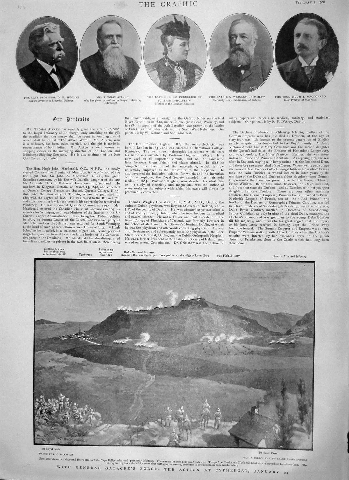 Original Old Antique Print 1900 General Gatacre Cyphergat War Map Ships Britain