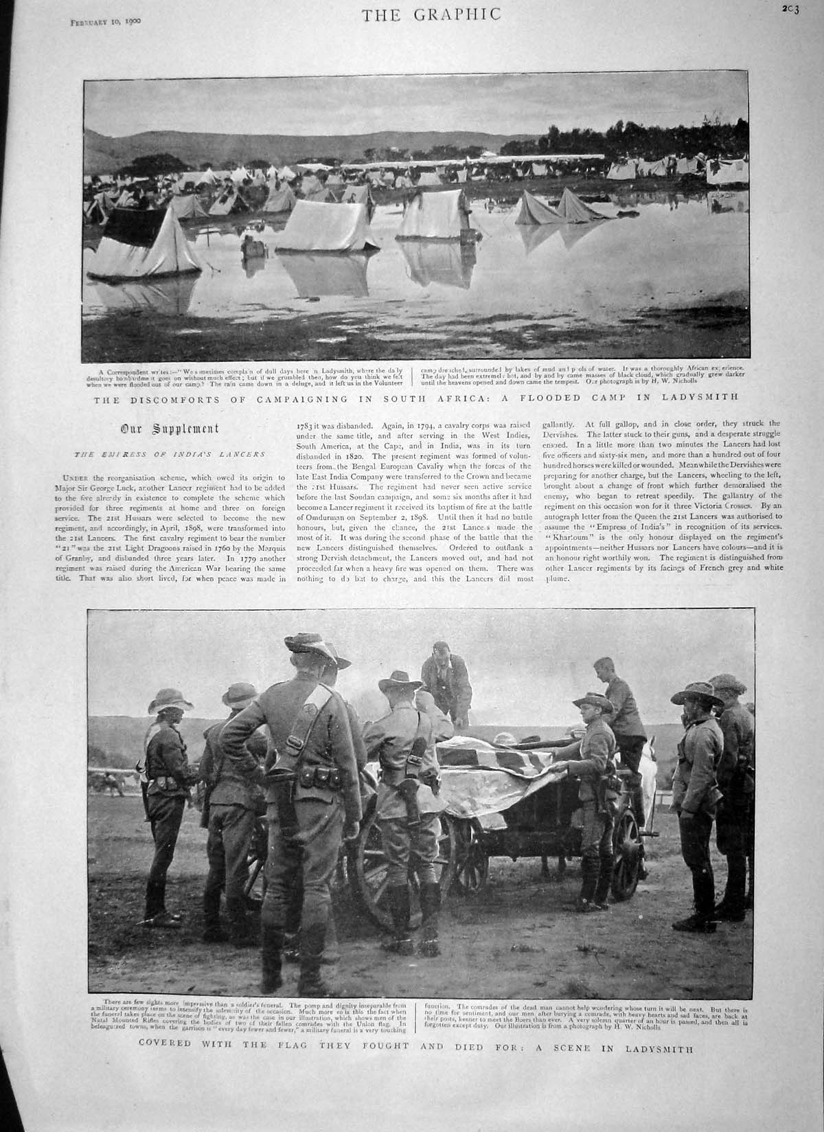 Old Antique Print 1900 Africa Ladysmith War Funeral Pretoria Lord Roberts 20th