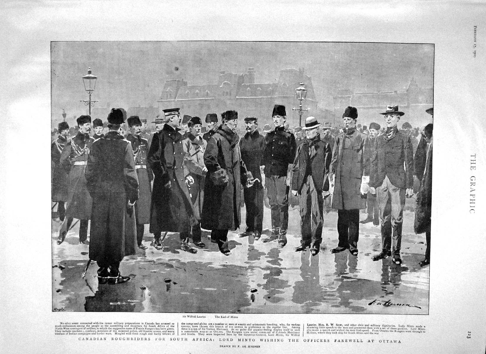 Old Antique Print 1900 Lord Minto Wilfrid Laurier Scott Africa War Ottawa 20th