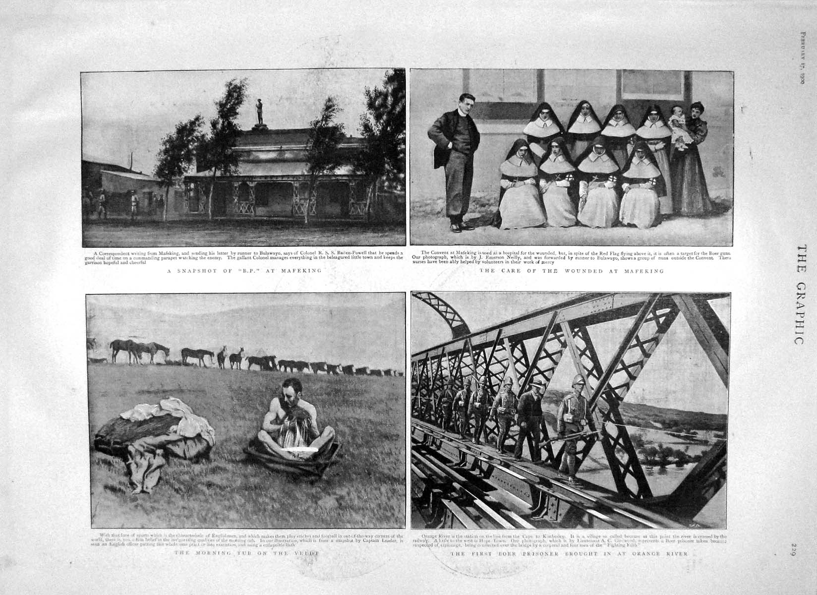 Old Antique Print 1900 Boer Prisoner Orange River Mafeking War Adams Men 20th