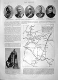 Old Antique Print 1900 Map Orange State Lessard Denison Boer Ship Doris 20th