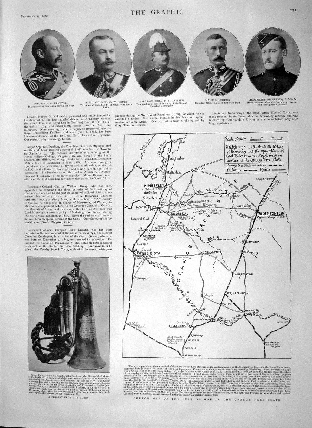 Old Antique Print 1900 Map Orange State Lessard Denison Boer Ship Doris 20th