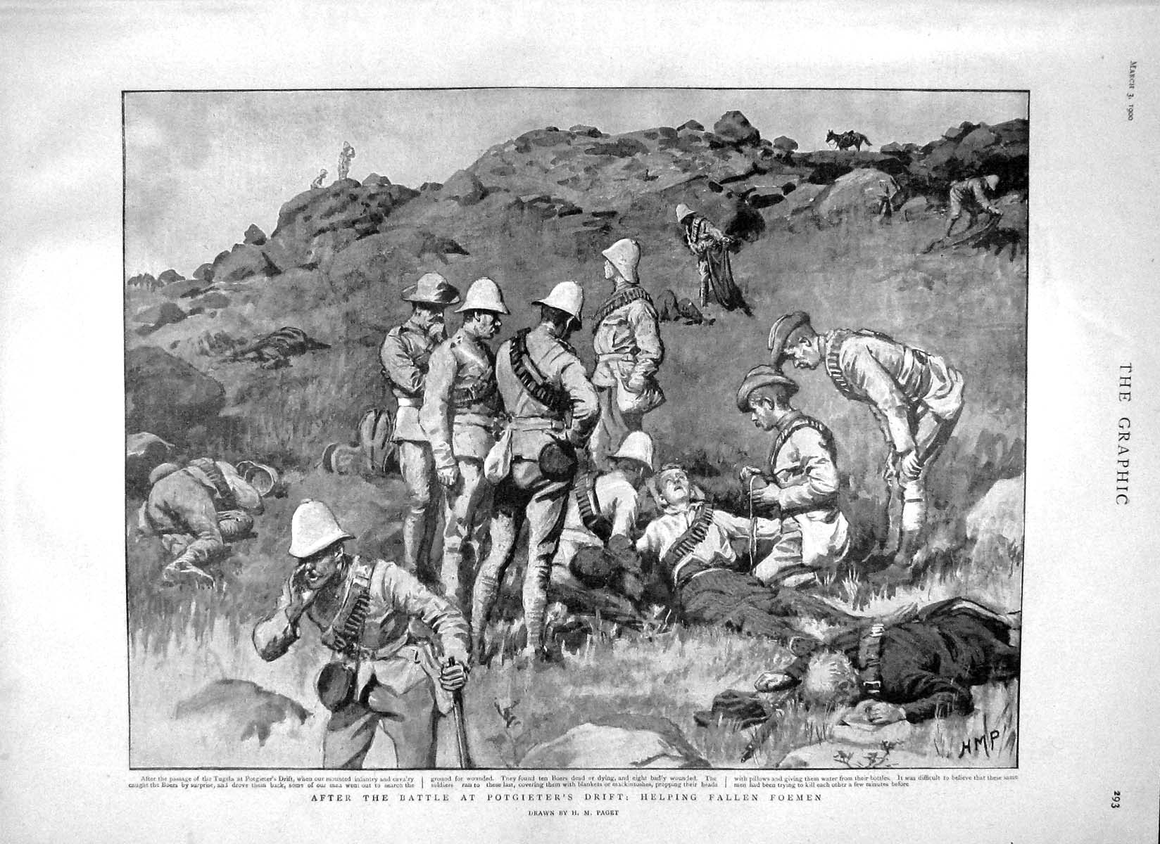 Old Antique Print 1900 Battle Potgieter Drift Tugela War Military Tattoo 20th