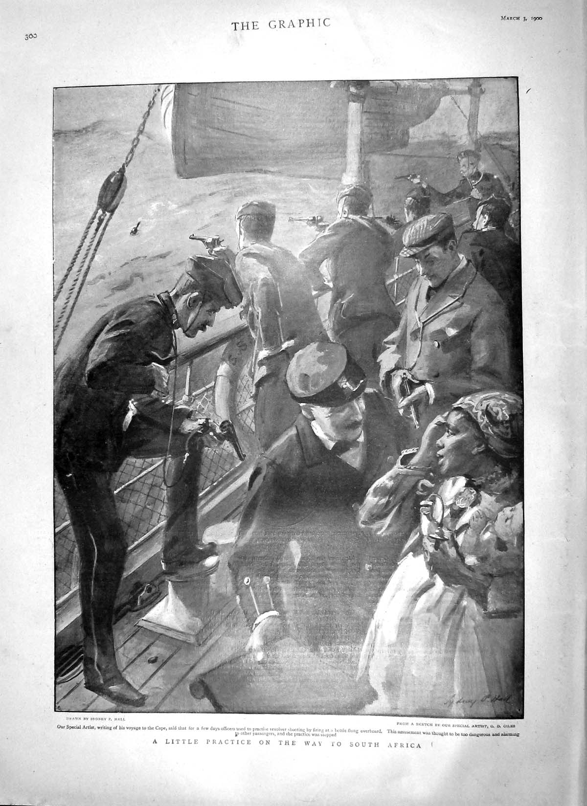 Old Antique Print 1900 Shooting Practice Ship Africa Perceval Bright Parr 20th
