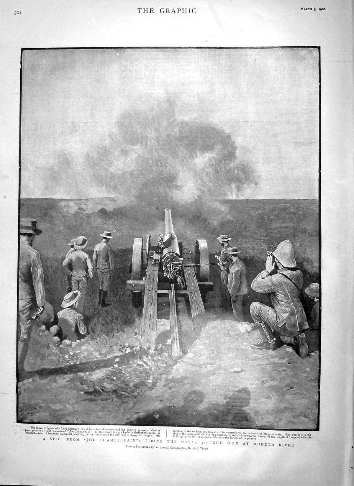 Old Antique Print 1900 Lord Methuen Modder War Chamberlain White Buller 20th