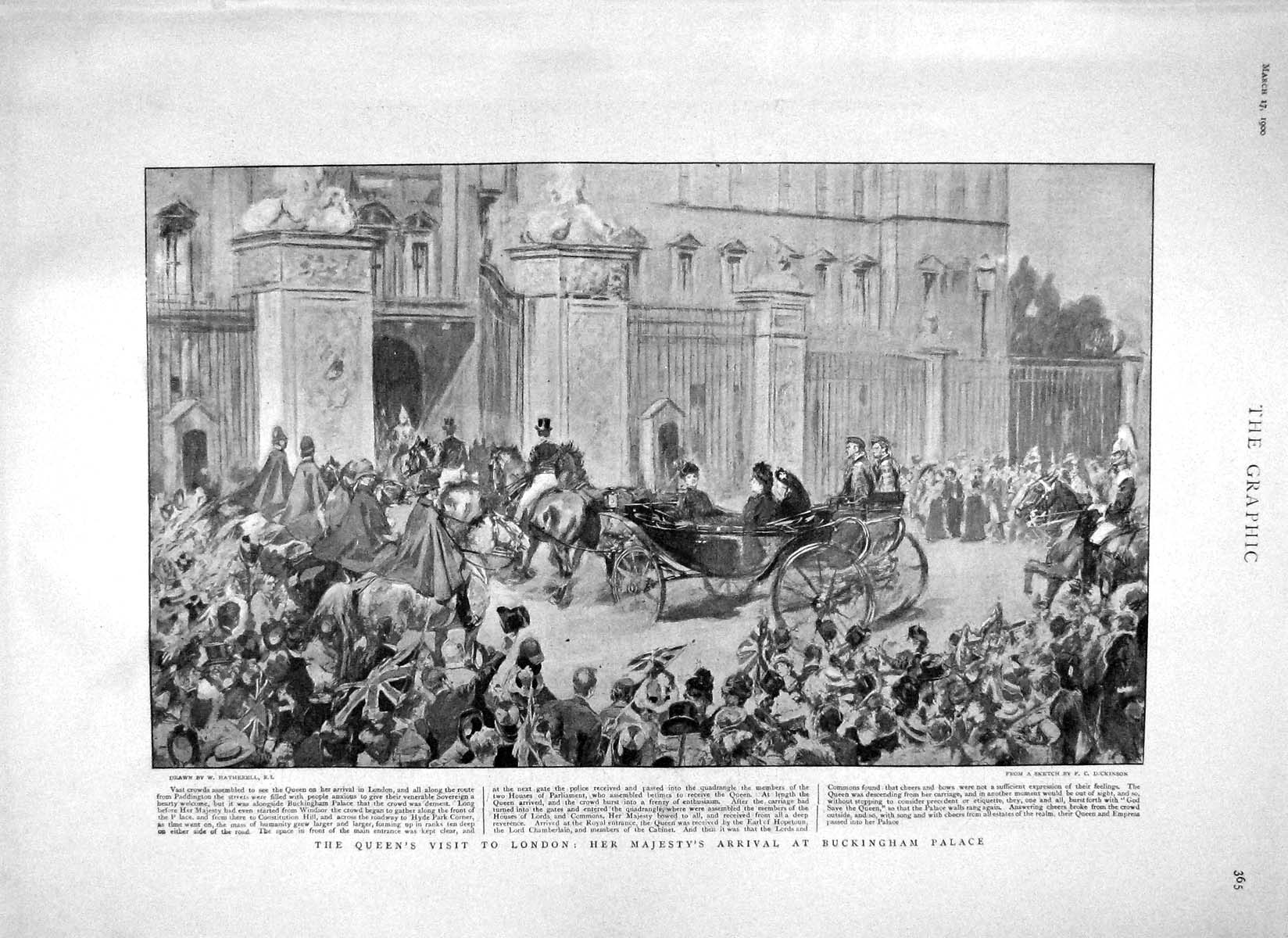 Old Antique Print 1900 Queen Buckingham Palace Halkett Hastie Daly Lewis 20th