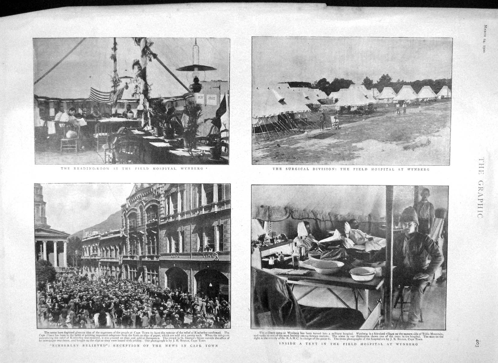 Old Antique Print 1900 War Kimberley Africa Hospital Wynberg Rhodes House 20th
