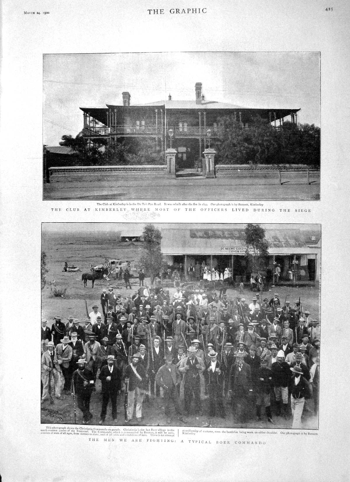 Old Antique Print 1900 Kimberley Boer Christiania Commando Hale Stonham 20th