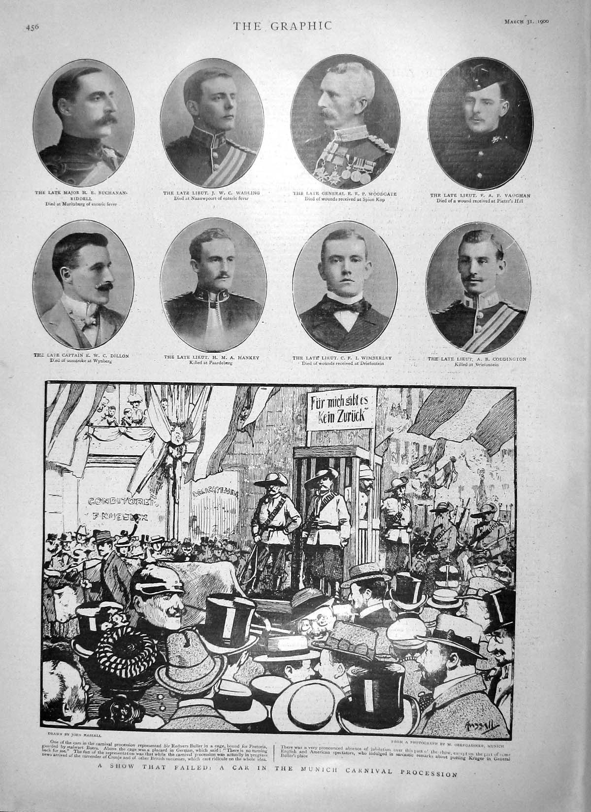 Original Old Antique Print 1900 War Buchanan Wadling Woodgate Wimberley Munich