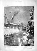 Old Antique Print 1900 Bluejackets Ship Cameron Highlanders Labram Cecil 20th