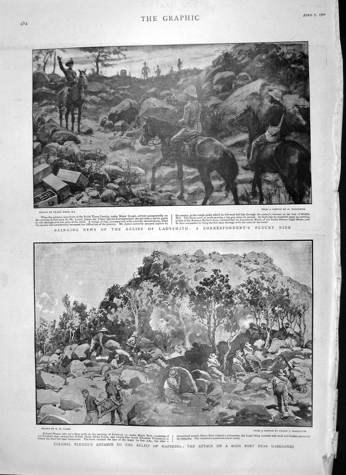 Old Antique Print 1900 Ladysmith Gough War Plumer Mafeking Gaberones Boer 20th