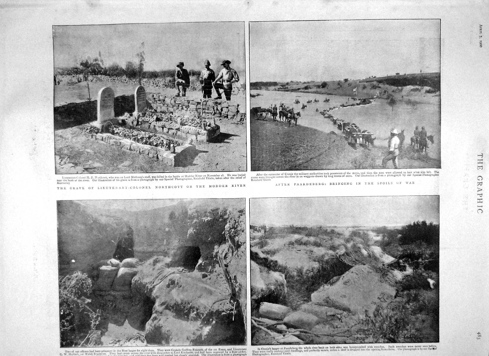 Original Old Antique Print 1900 Boer Trench Paardeberg Modder Joubert Botha War