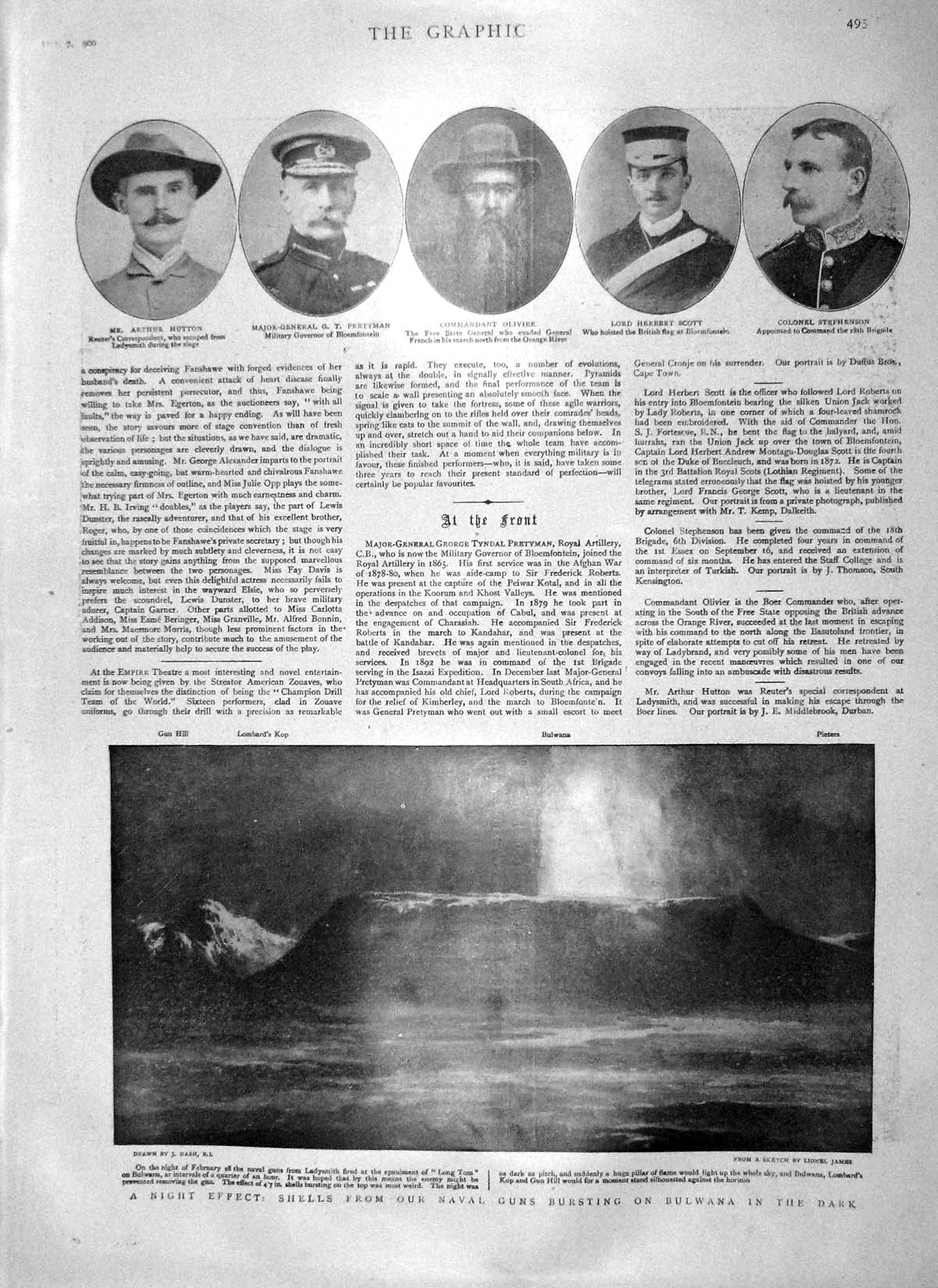 Original Old Antique Print 1900 War Ladysmith Bulwana Scott Olivier Kimberley