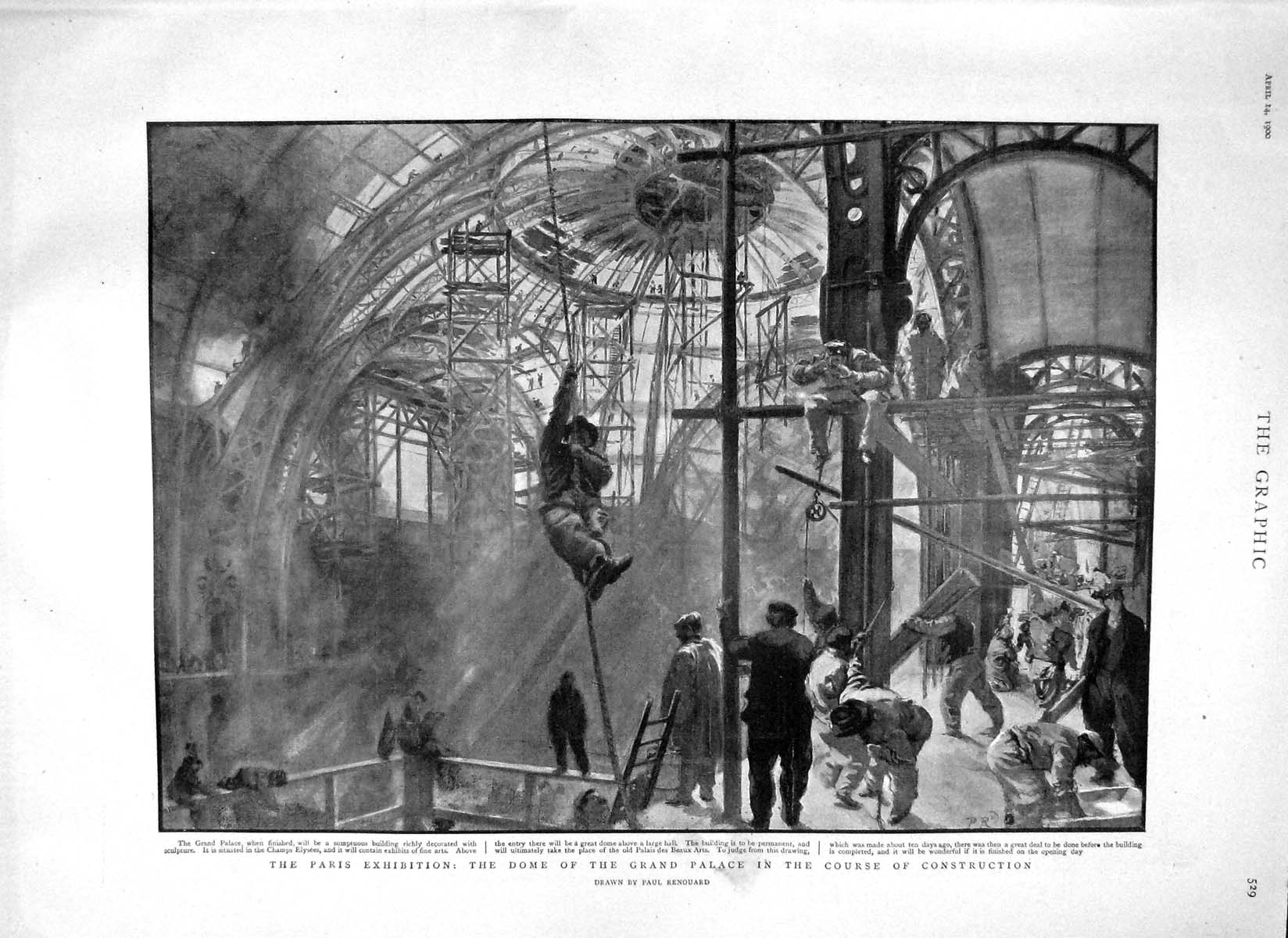 Old Antique Print 1900 Paris Dome Grand Palace Casket Queen Dublin Dame 20th