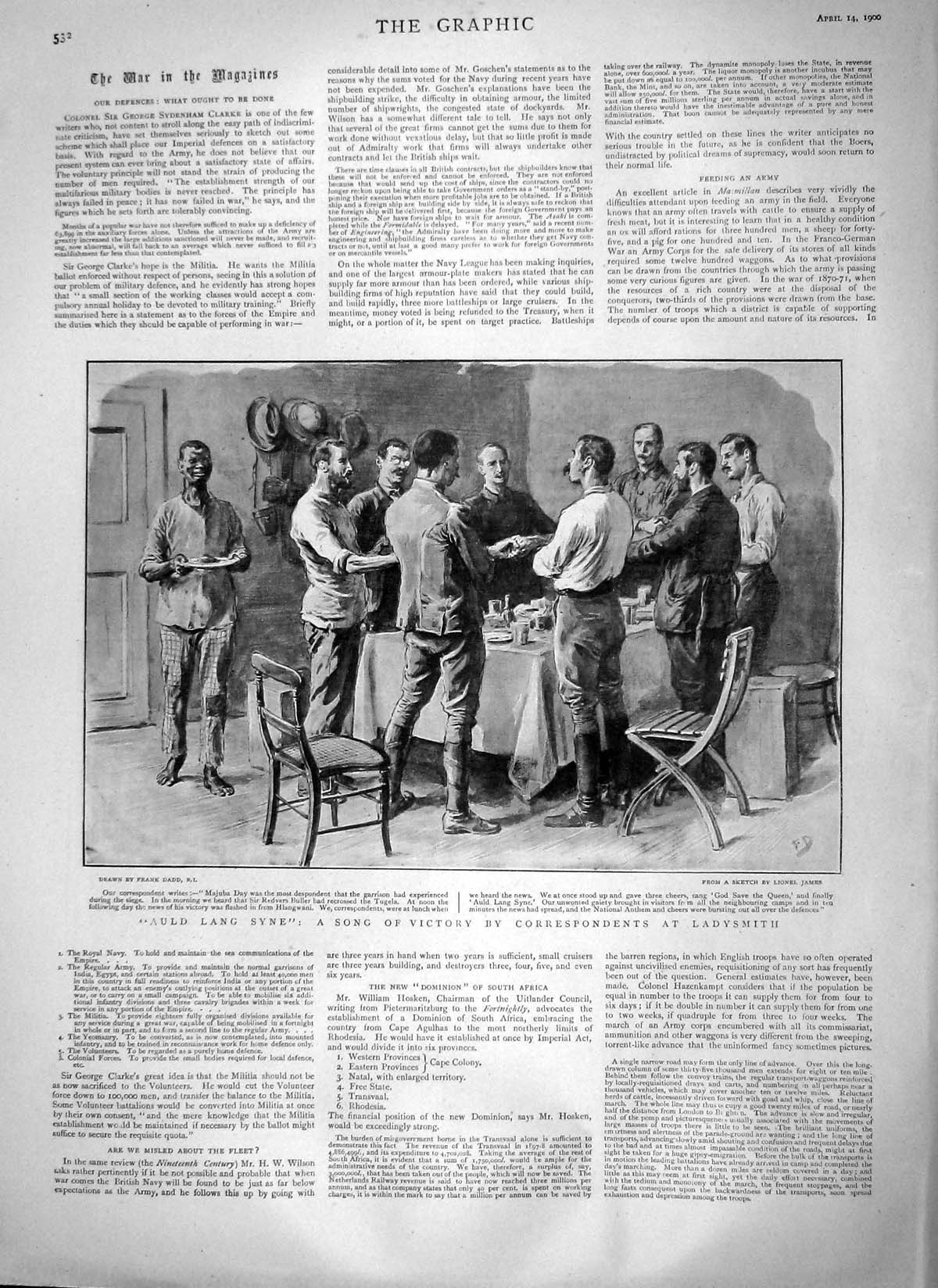 Old Antique Print 1900 Auld Lang Syne Ladysmith Queen Dublin Parliament 20th
