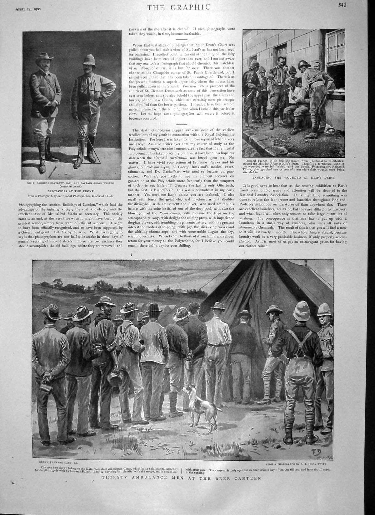 Old Antique Print 1900 Ambulance Beer Canteen Weater Klip War Music Green 20th