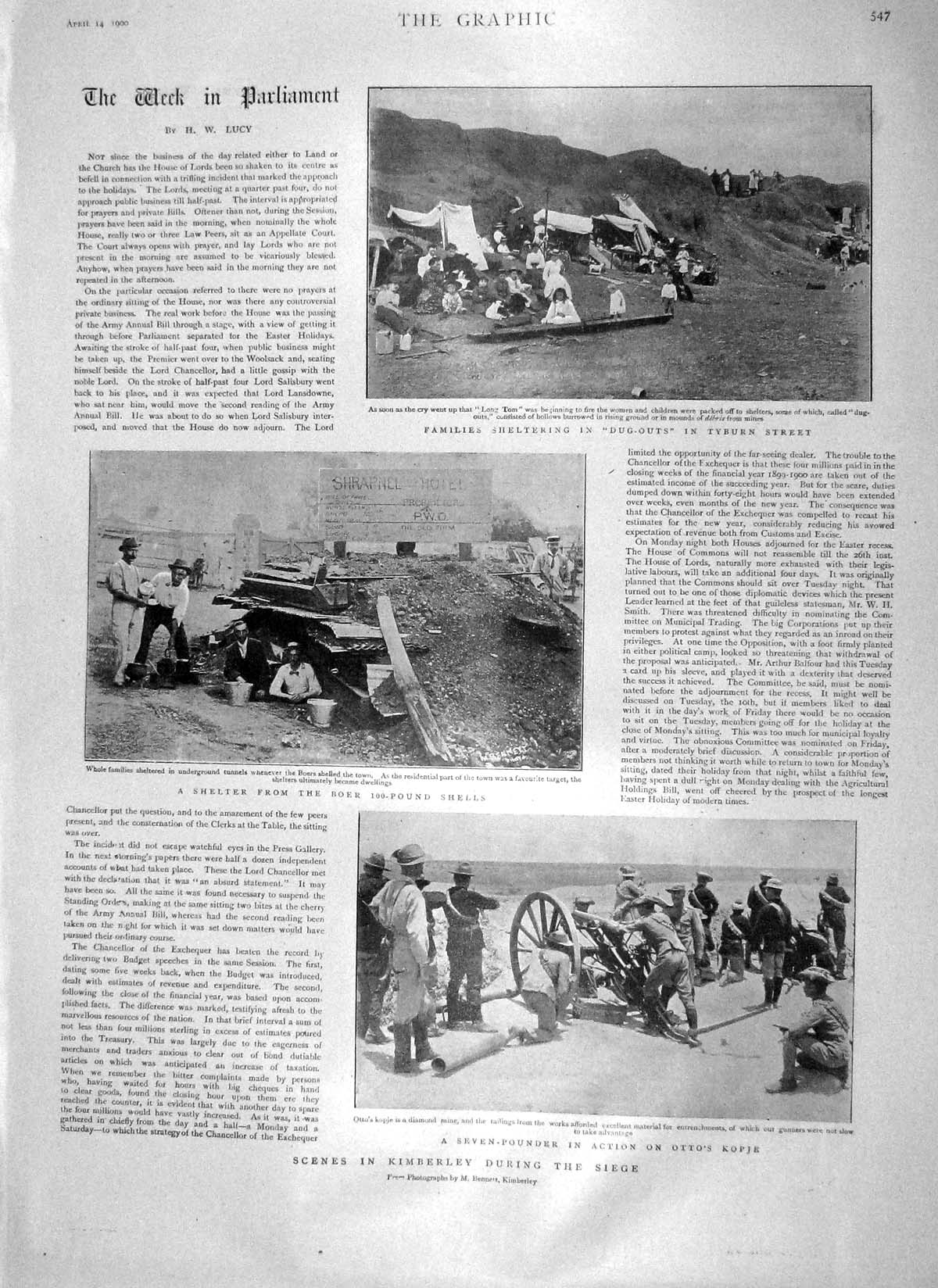 Old Antique Print 1900 Kimberley Otto Kopje Guns Boer Africa Dug-Outs War 20th