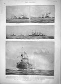 Original Old Antique Print 1900 Queen Ireland Dublin Ships Kingstown Lieutenant