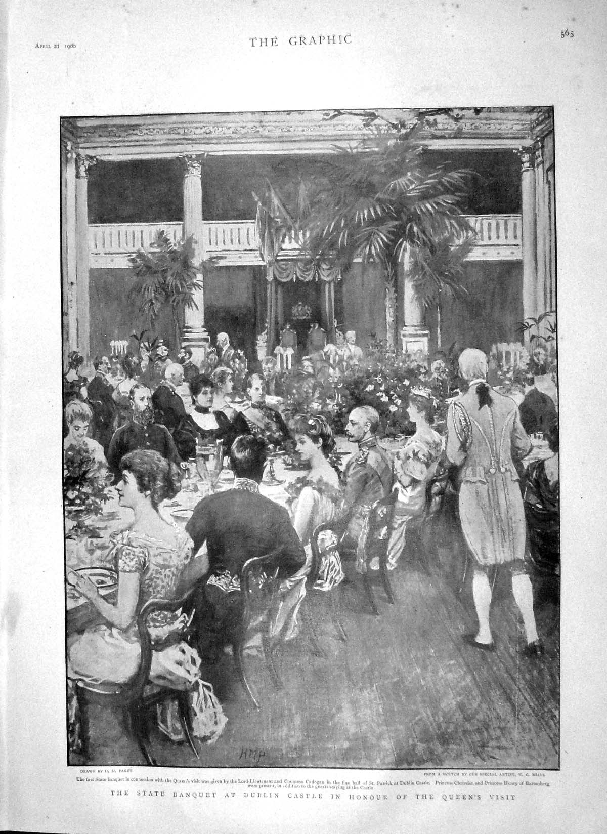 Old Antique Print 1900 Dublin Castle Cadogan Queen Nelson Ship Powerful 20th