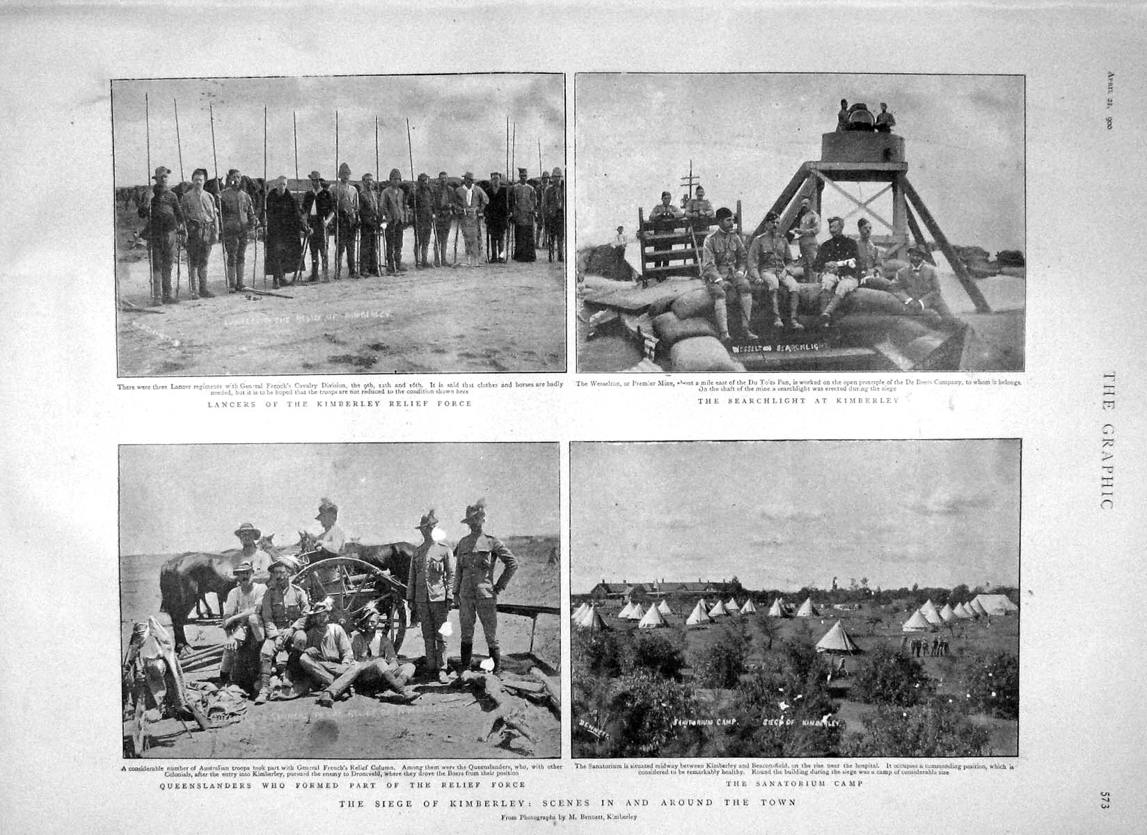 Original Old Antique Print 1900 Siege Kimberley Lancers Siers War Map Transvaal