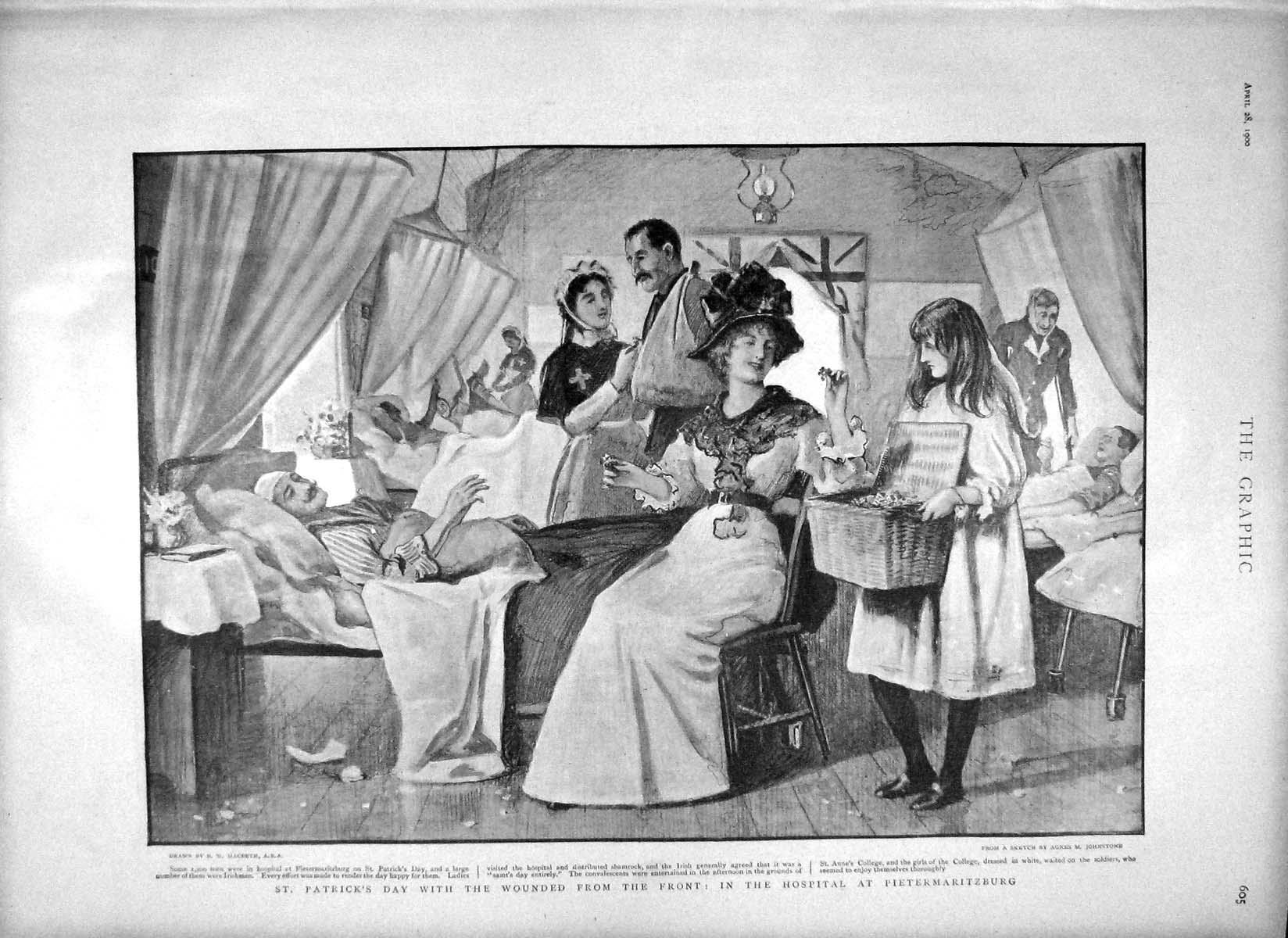 Original Old Antique Print 1900 Hospital Pietermaritzburg Paris Pavilion Palace