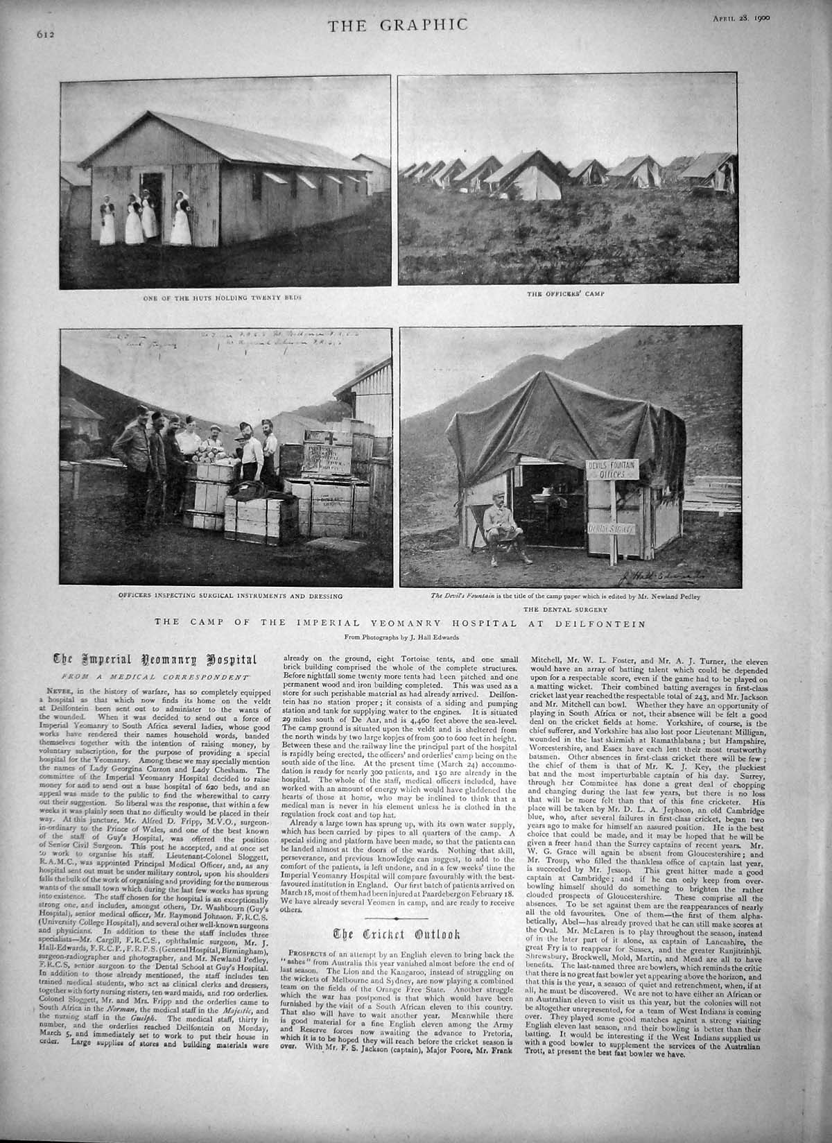Old Antique Print 1900 Yeomanry Hospital Deilfontein War Stormberg Boer 20th