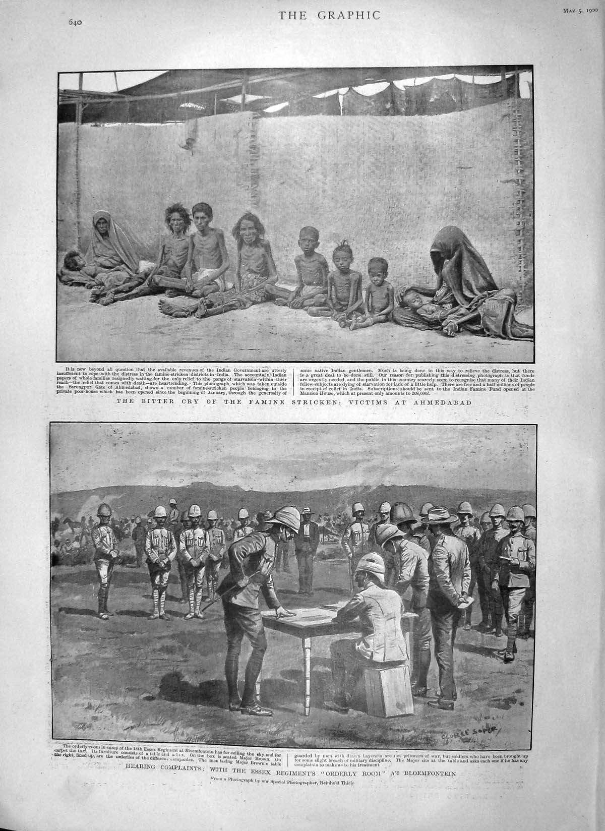 Old Antique Print 1900 Famine Ahmedabad Bloemfontein War Cape Town Prince 20th