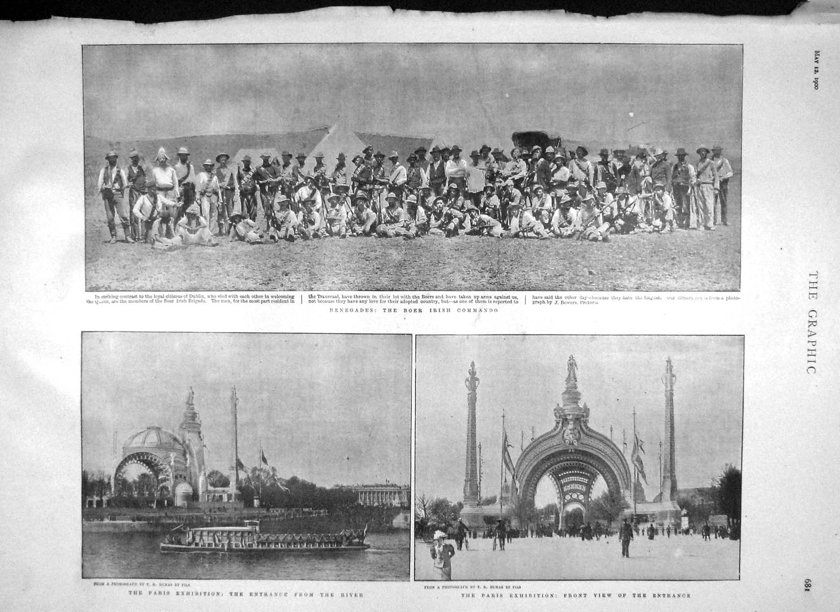 Old Antique Print 1900 Boer Irish Commando Paris Exhibition Deasy Mansion 20th