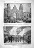 Original Old Antique Print 1900 Emperor Austria Brandenburg Gate Castle Berlin