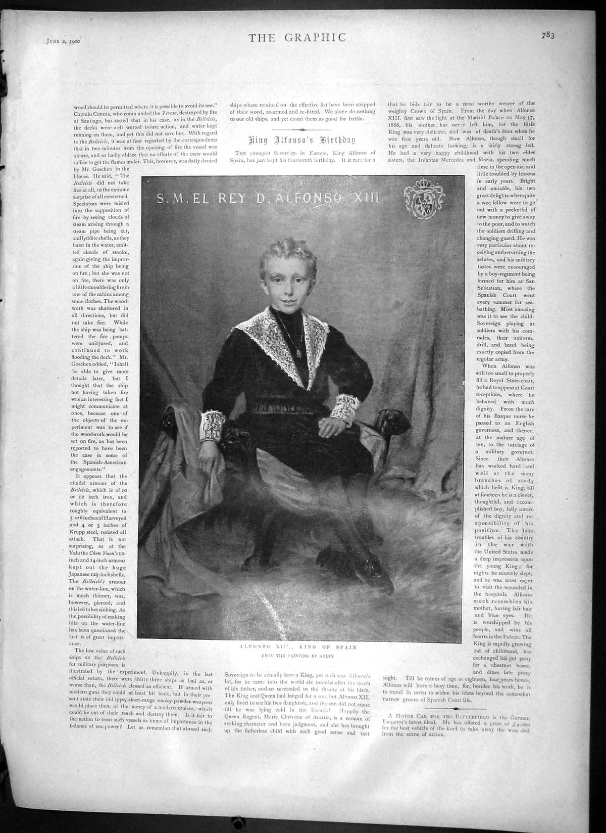 Original Old Antique Print 1900 Alfonso King Spain Mafeking Hore Laager Methuen