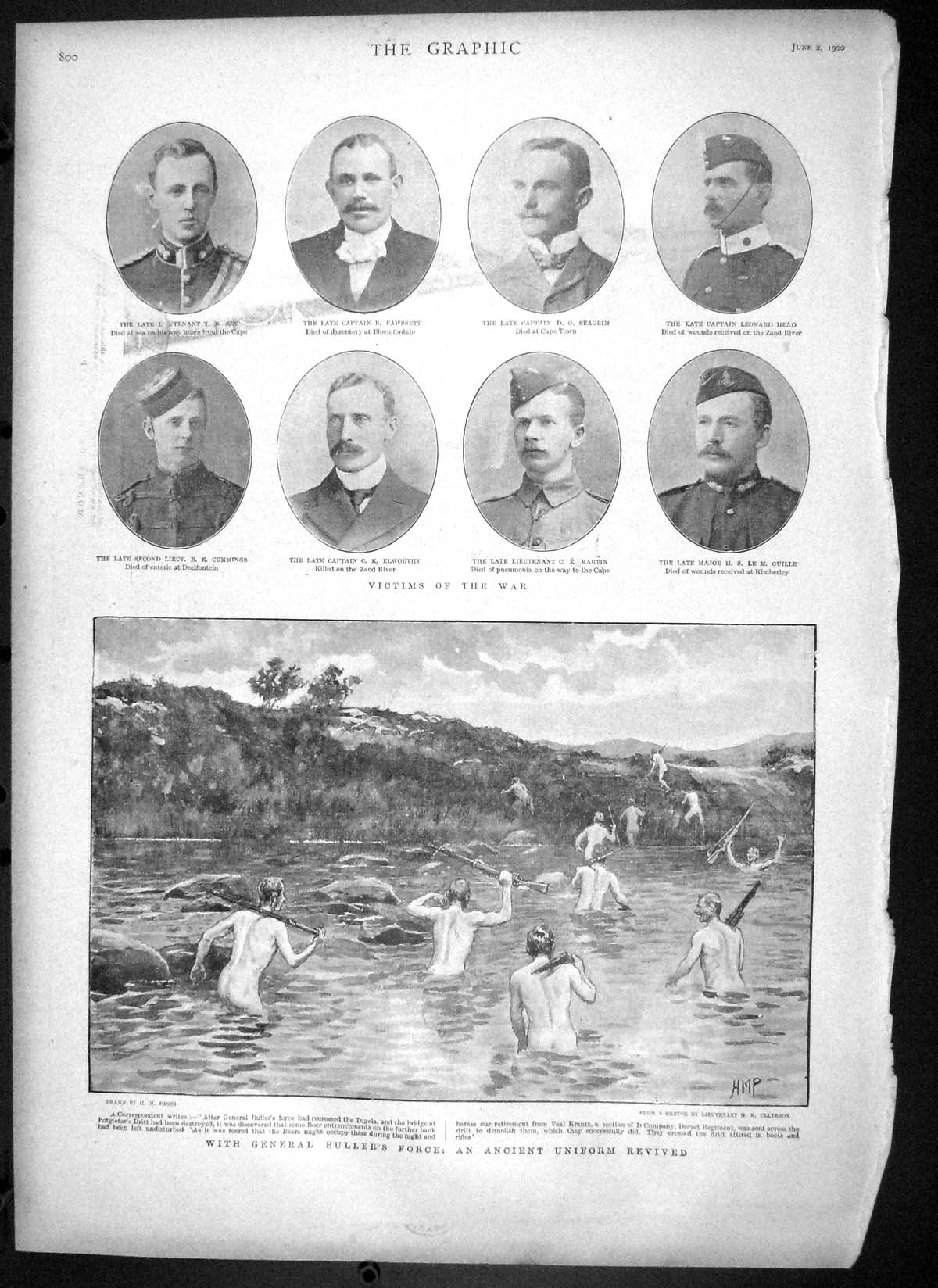 Old Antique Print 1900 General Buller Tugela Elworthy Martin Carbineers 20th