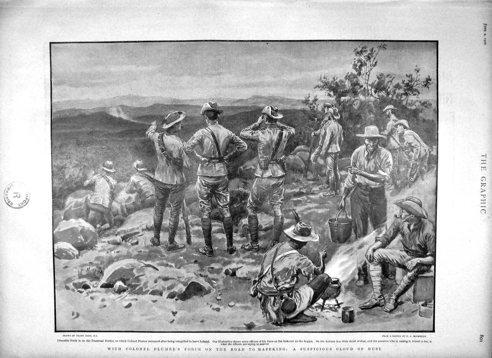 Original Old Antique Print 1900 Colonel Plumer Mafeking War Kopjes Oberammergau