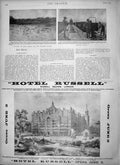 Old Antique Print 1900 Hotel Russell London Locusts Modder River Railway 20th
