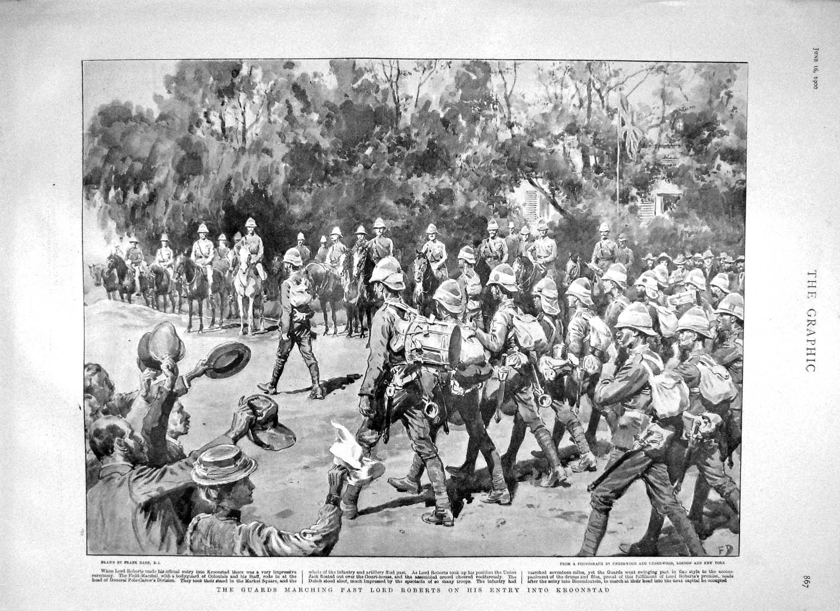 Original Old Antique Print 1900 Lord Roberts Kroonstad War Siers Mafeking Boer