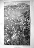 Original Old Antique Print 1900 Canadian Infantry Fording River Siers War 20th