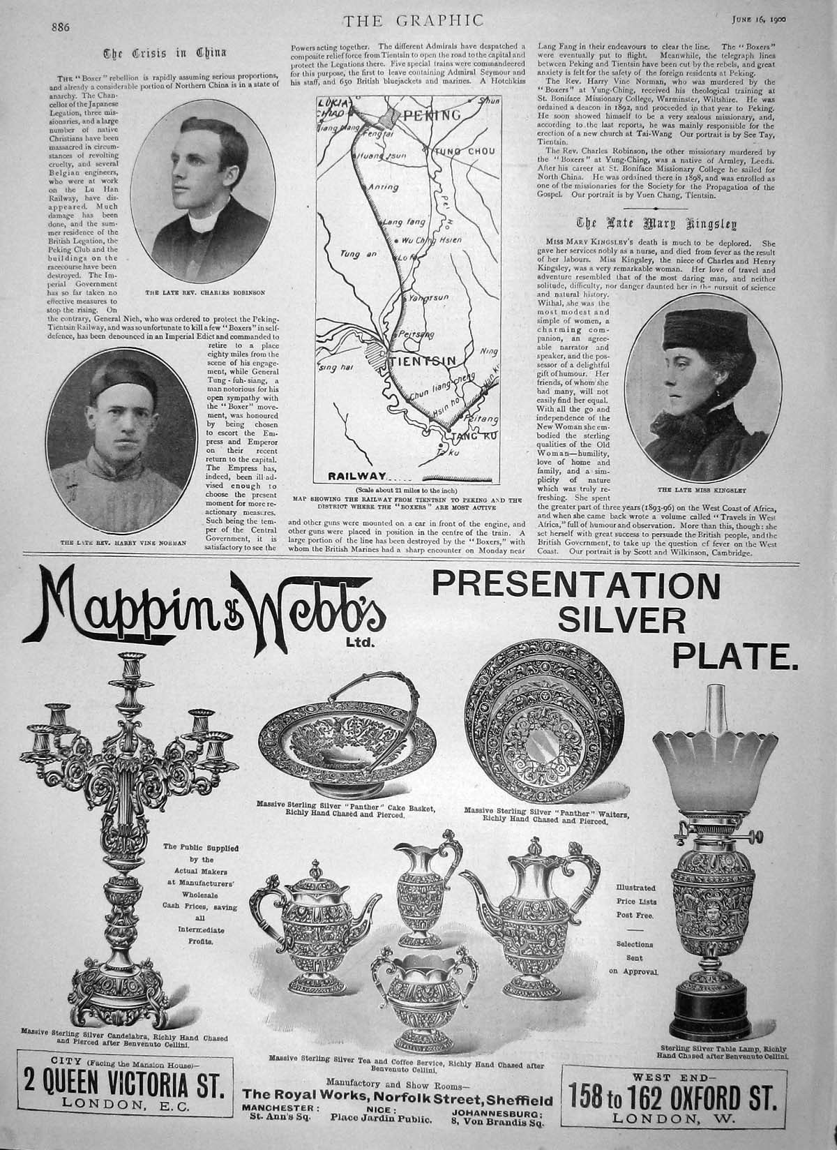 Original Old Antique Print 1900 Charles Robinson Kingsley Norman Mappin Webb