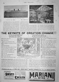 Original Old Antique Print 1900 Ship Saxon Union Castle Liner Smoking-Room Wine