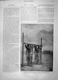 Original Old Antique Print 1900 Siers Punishment Battle Field War Tied Post