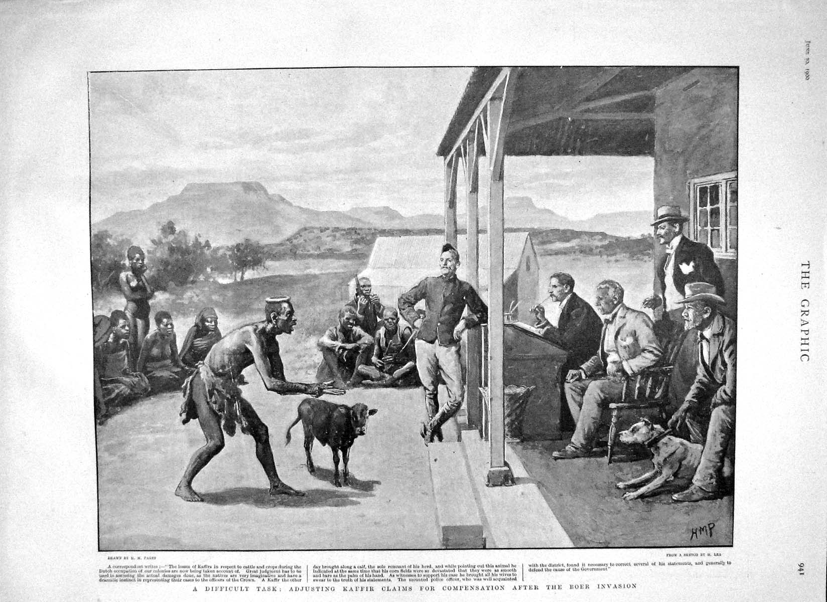 Original Old Antique Print 1900 Kaffir Boer War Lord Loch Hodgson Heugh Vincent