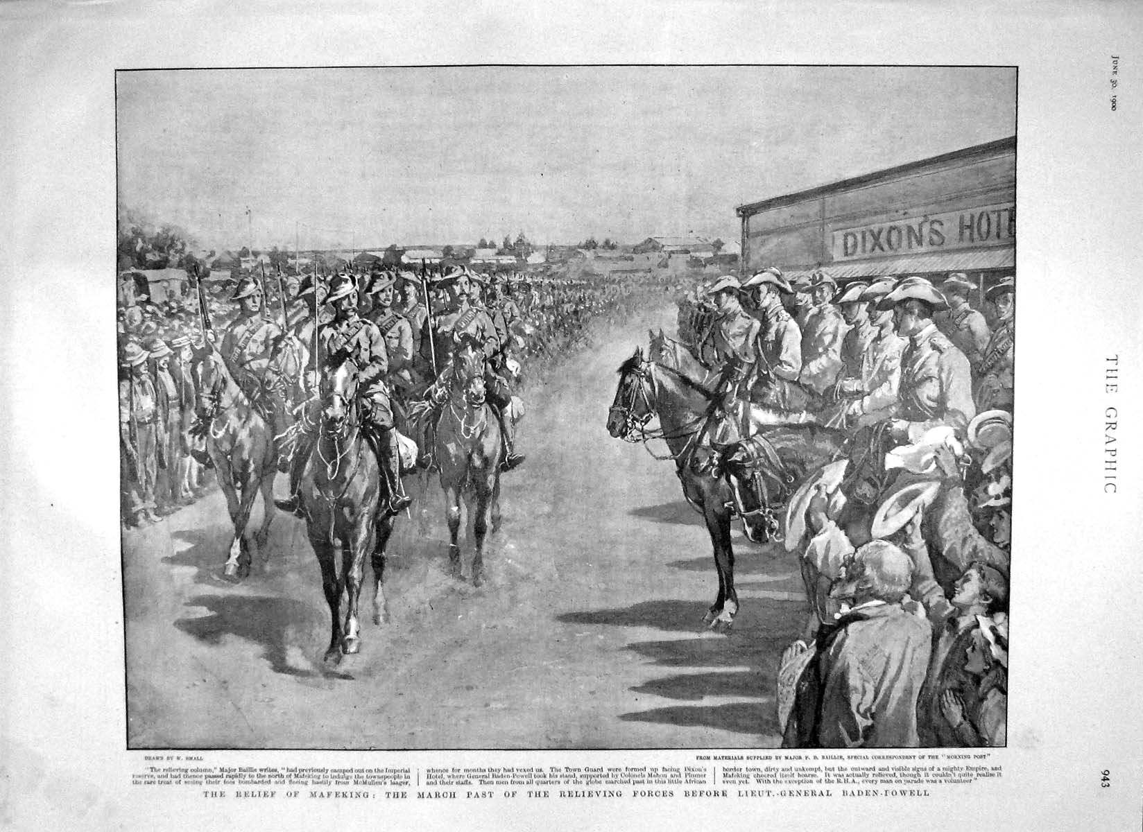 Old Antique Print 1900 Mafeking Baden-Powell War Baillie Cape Town Africa 20th