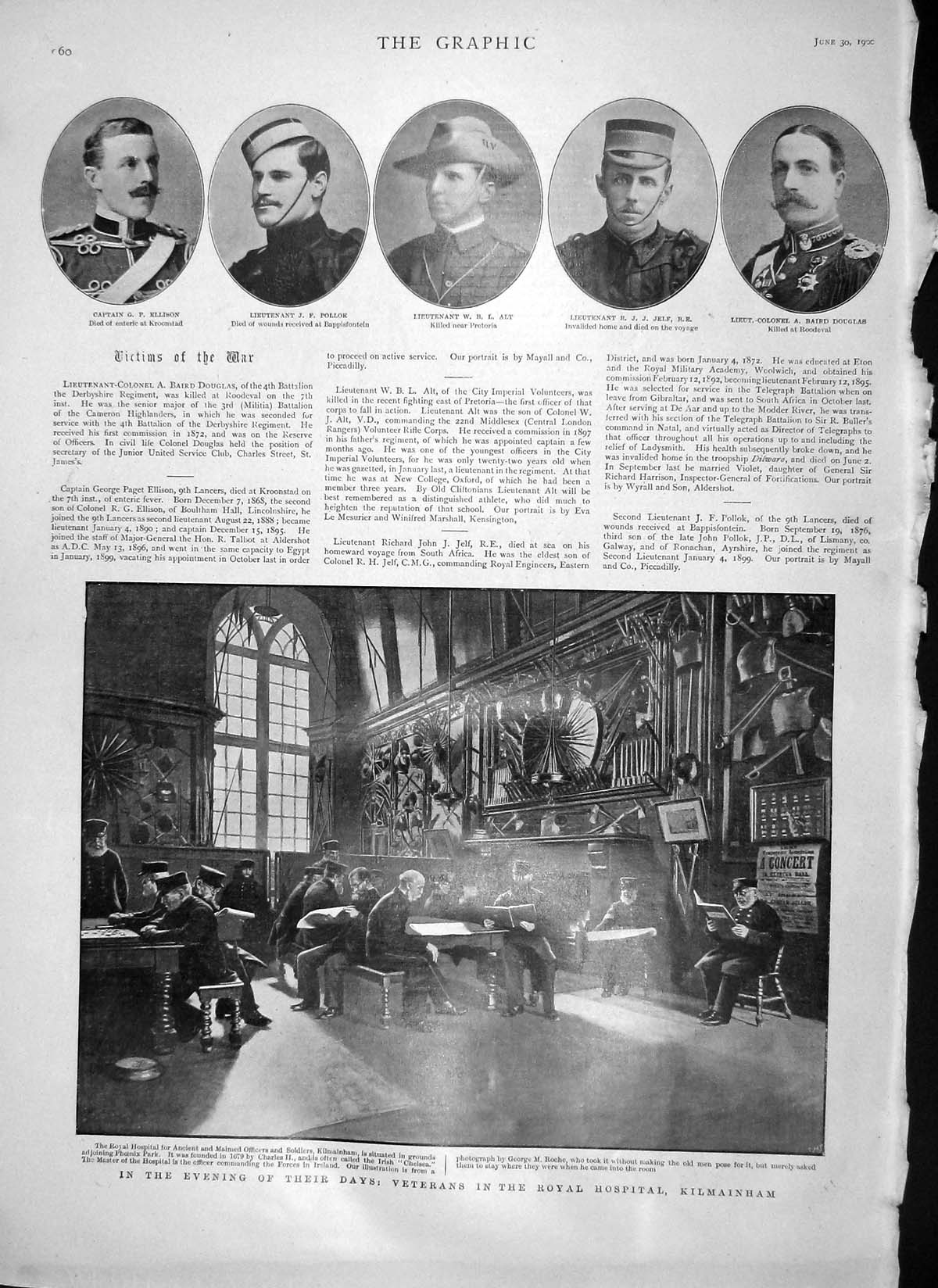 Original Old Antique Print 1900 Hospital Kilmainham Jelf Alt Pollok Ellison War