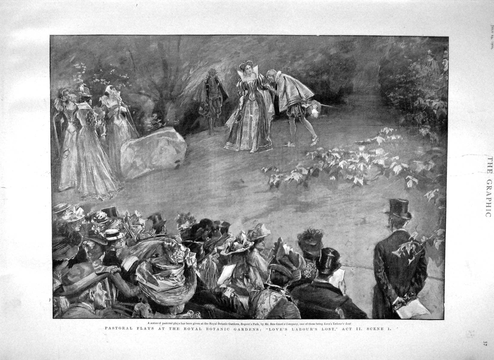 Old Antique Print 1900 Botanic Gardens Pastoral Play Laing'S Nek Majuba 20th