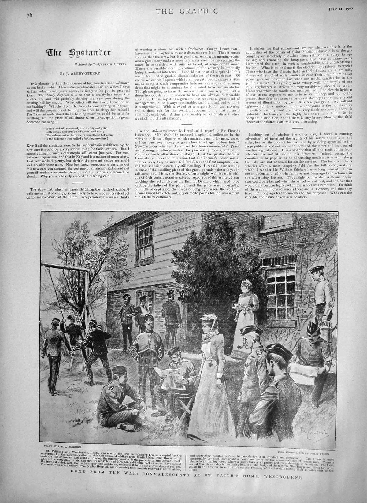 Original Old Antique Print 1900 Convalescents Home War Faith'S Home Westbourne