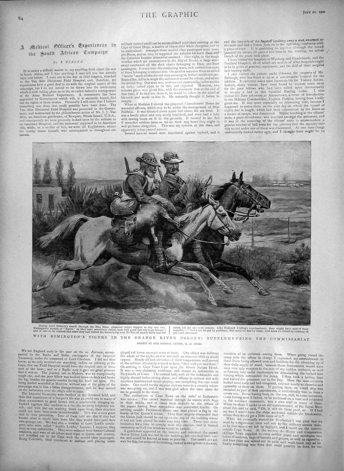 Old Antique Print 1900 Rimington Tigers Orange River Colony Africa Horse 20th
