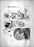 Original Old Antique Print 1900 Naval Manoeuvres Ship H.M.S. Mars Stokers 20th