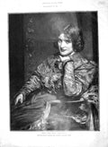 Original Old Antique Print 1900 Portrait Beautiful Girl Rose Flowers Speed