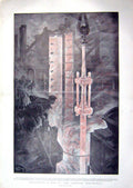 Original Old Antique Print 1900 Tempering Gun Creusot Ironworks Colour 20th