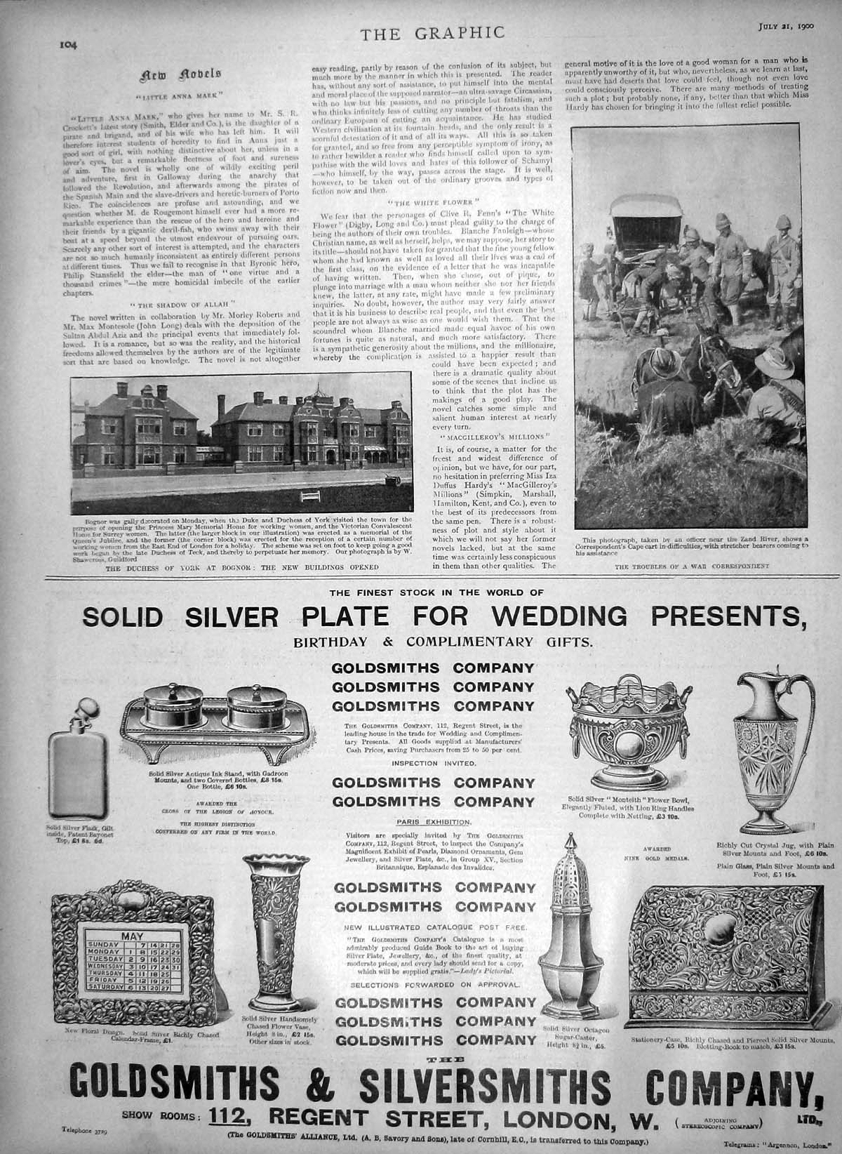 Old Antique Print 1900 Duchess York Bognor Zand River War Cape Cart Horse 20th