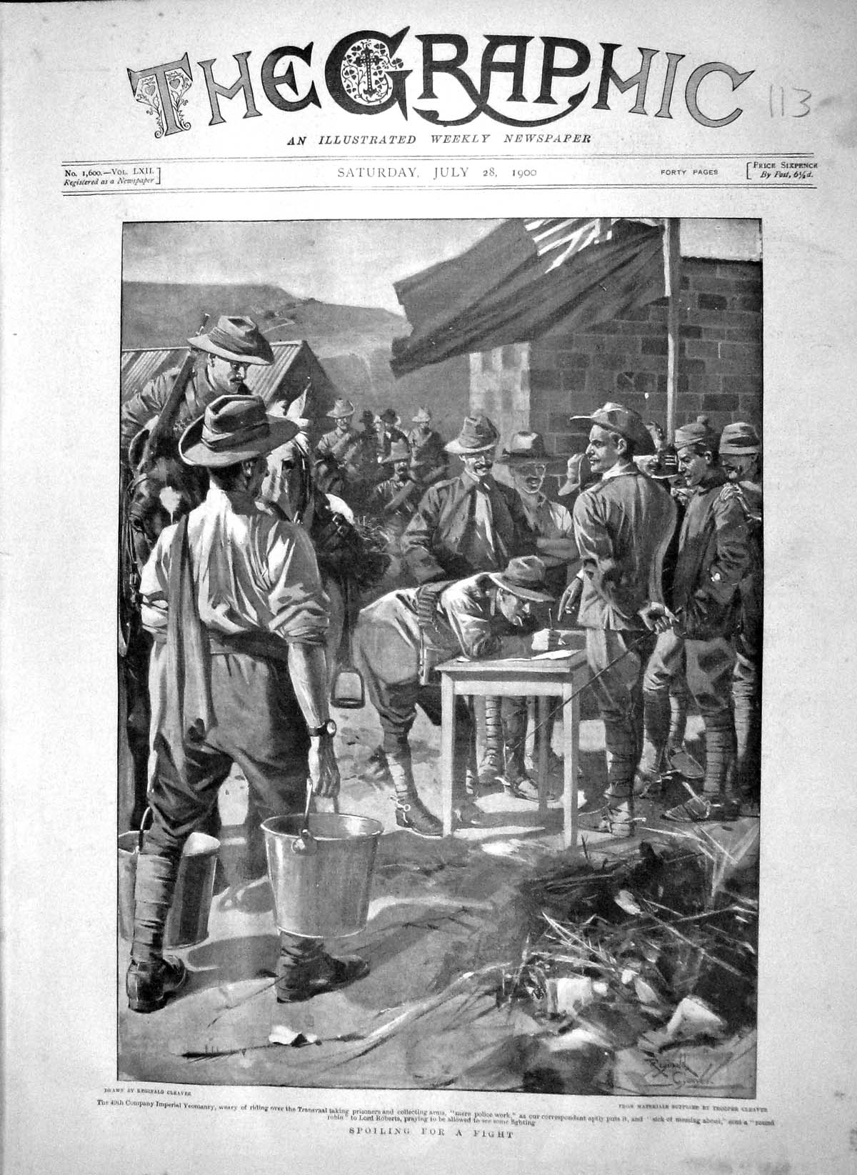 Original Old Antique Print 1900 Imperial Yeomanry Transvaal Lord Roberts Siers